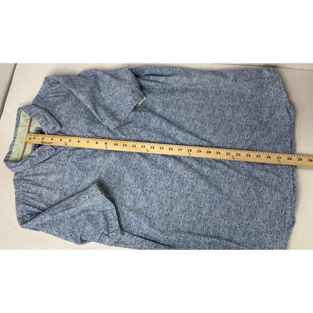Eighth Avenue Mens XL Blue White Speckled Cotton Short‎ Sleeve Button Down Shirt - Picture 6 of 10